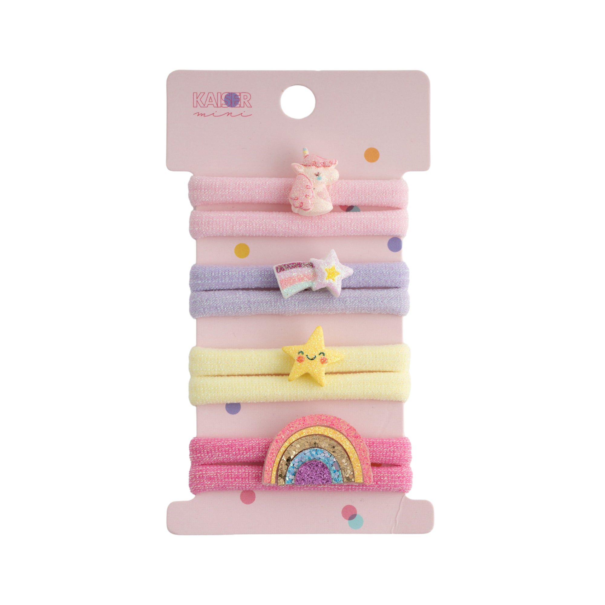 Kids 4pk Novelty Flat Hair Tie Set - RAINBOW